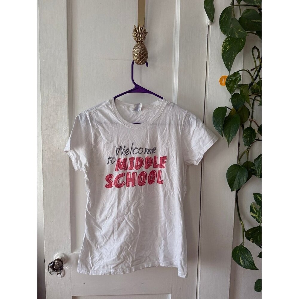 Port and Company youth size medium, welcome to middle school T-shirt